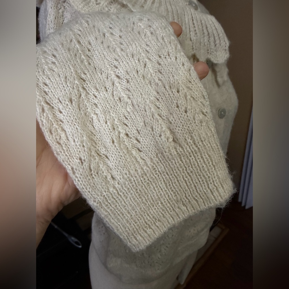 MANGO Openwork Baby Doll Neck Cardigan in size Small - Picture 14 of 16